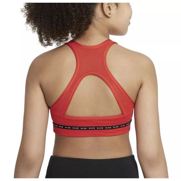 Nike Dri-FIT Swoosh Girls Reversible Sports Bra, Chile Red Size L - Picture 2 of 15